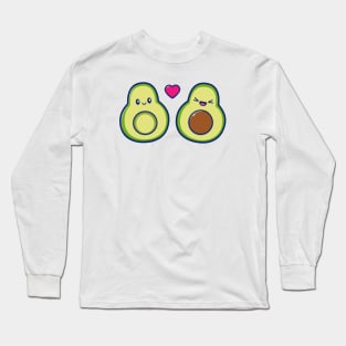 Cute Couple Avocado Cartoon Long Sleeve T-Shirt